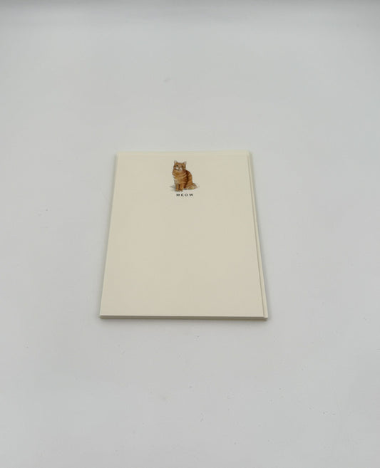 Cat Notecards “MEOW” – Orange Classic Tabby Set of 6 by Fable & Sage
