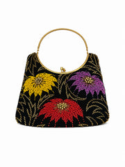 Black Floral Beaded Evening Purse