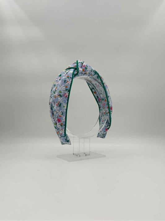 Blue Quilted Floral Knotted Headband –  Hair Accessory