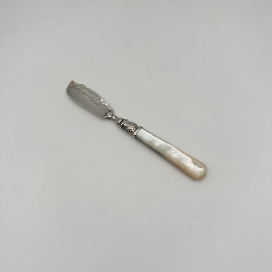 Antique Pearl Handled Sterling Silver Butter Knife