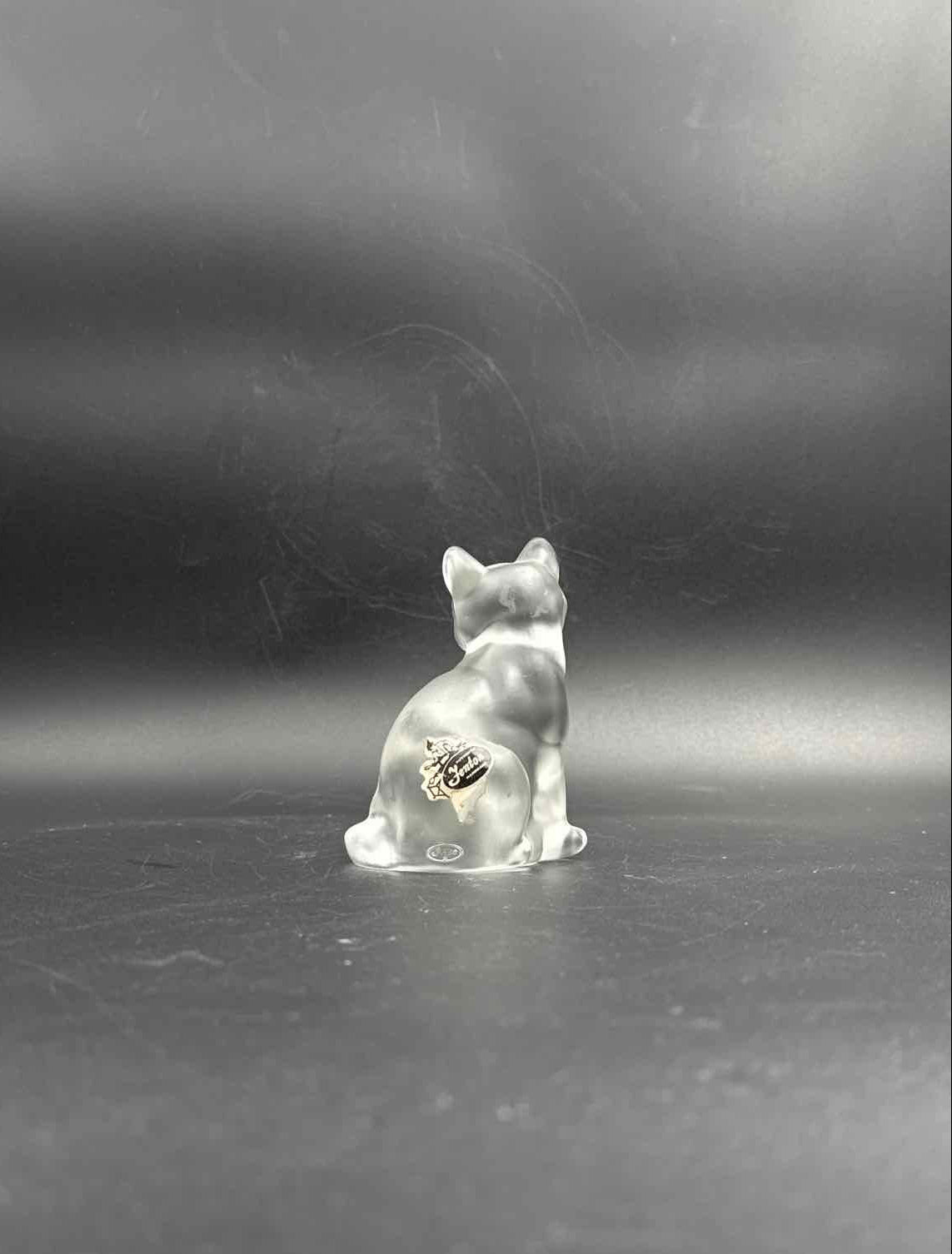 Vintage Fenton Glass Cat Figurine Paperweight Frosted Art Glass Decor