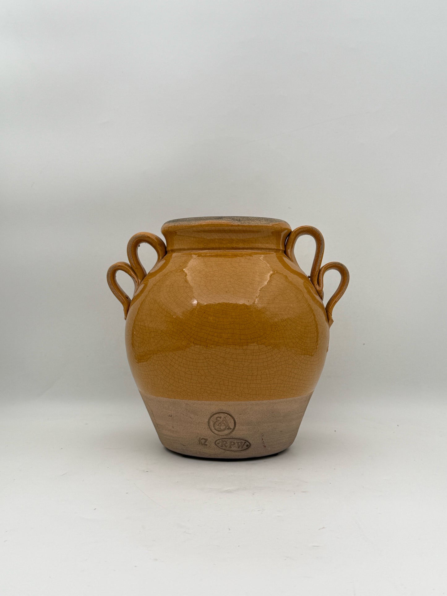Vintage RPW Rowe Terracota Jar With A Mustard Glaze