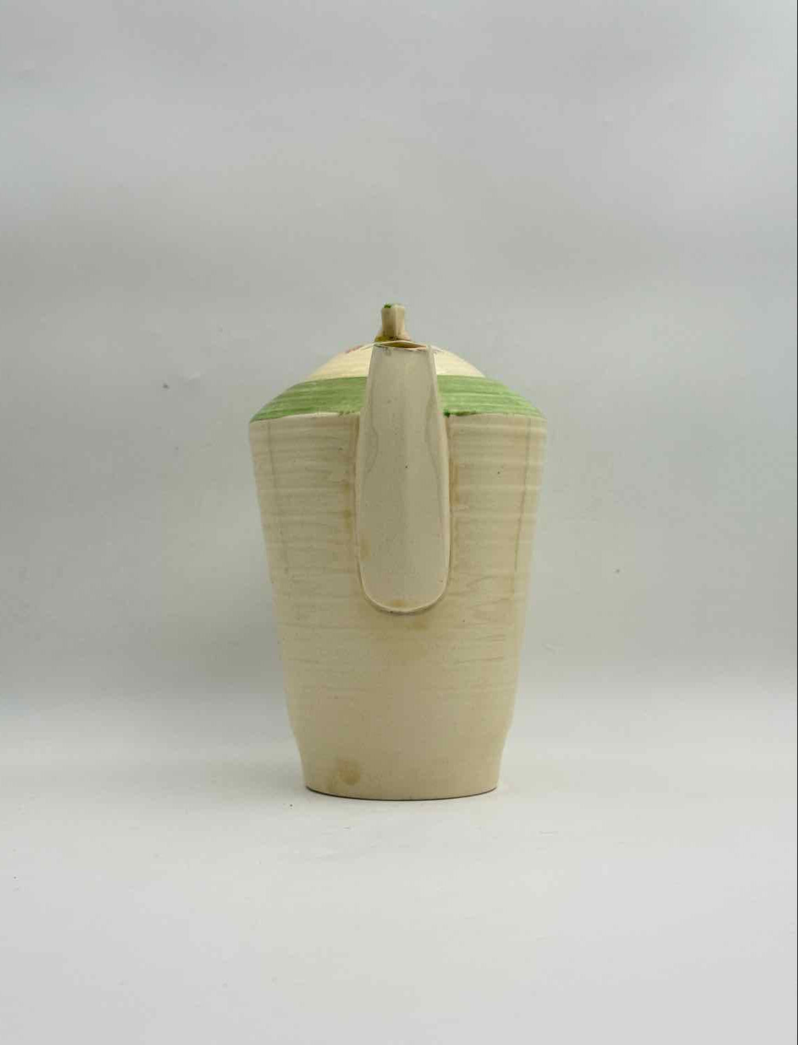 Vintage 1930s Crown Ducal England Teapot Light Green with Floral Lid