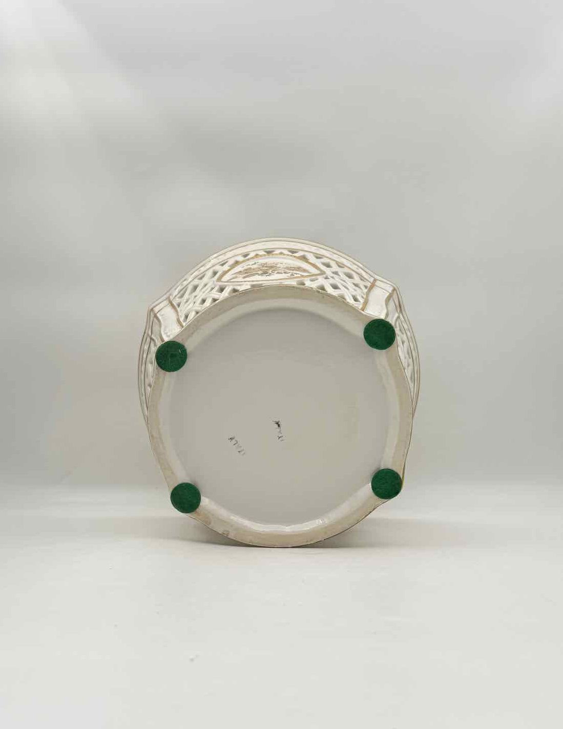 Vintage Italian White Gold Pierced Porcelain Cachepot Planter Decor