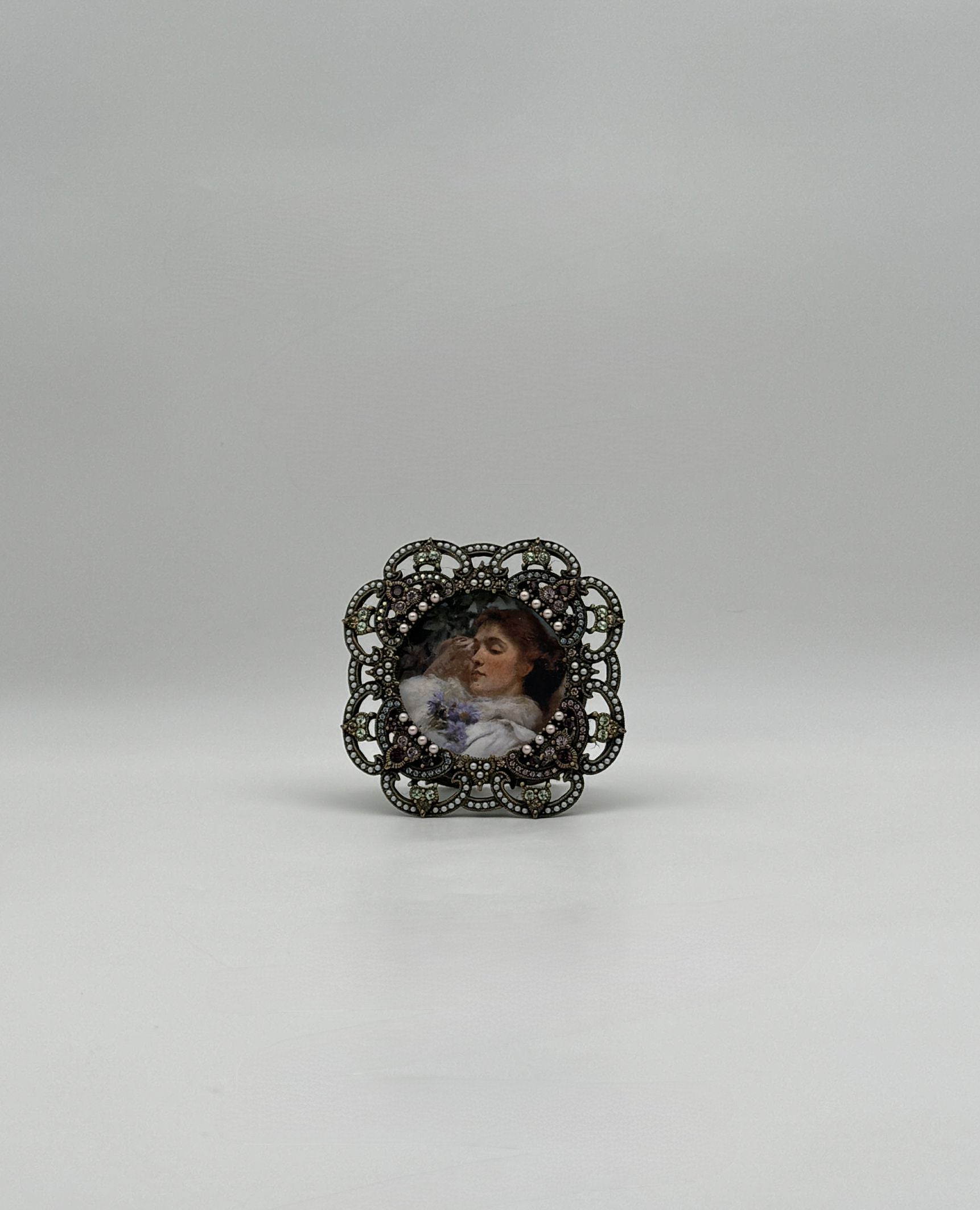 Jay Strongwater Ornate Square Frame with Pearls & Swarovski Crystals