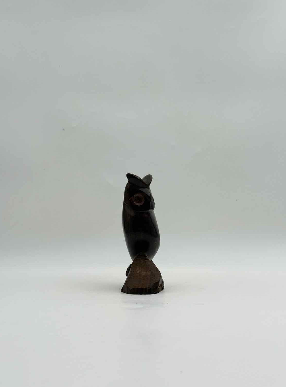 Carved Wood Owl Figurine Rustic Animal Decor Sculpture