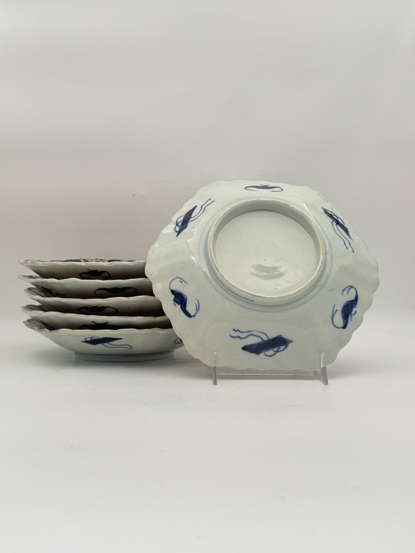 Antique Japanese Imari Shallow Bowls- Set Of 6