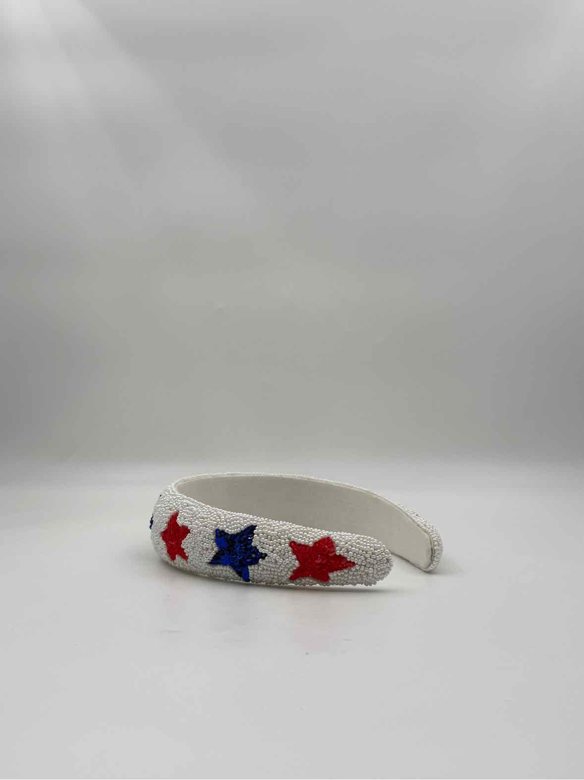 Star Americana Beaded Headband – Red White & Blue Patriotic Style