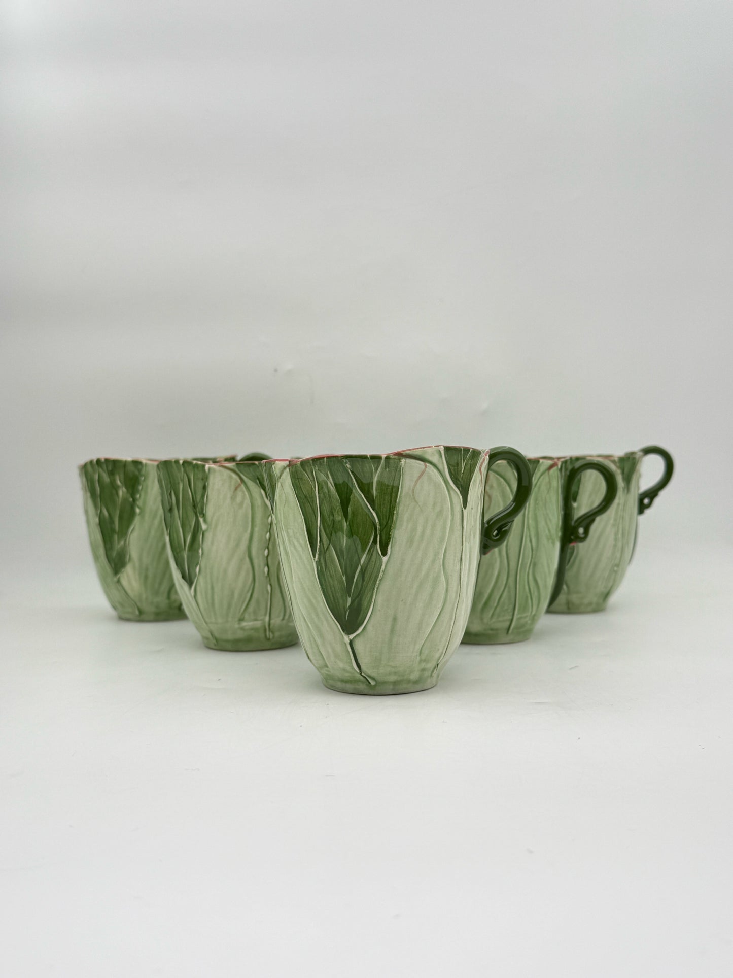 Mustardseed And Moonshine Cabbage Leaf Mugs- Set Of 6