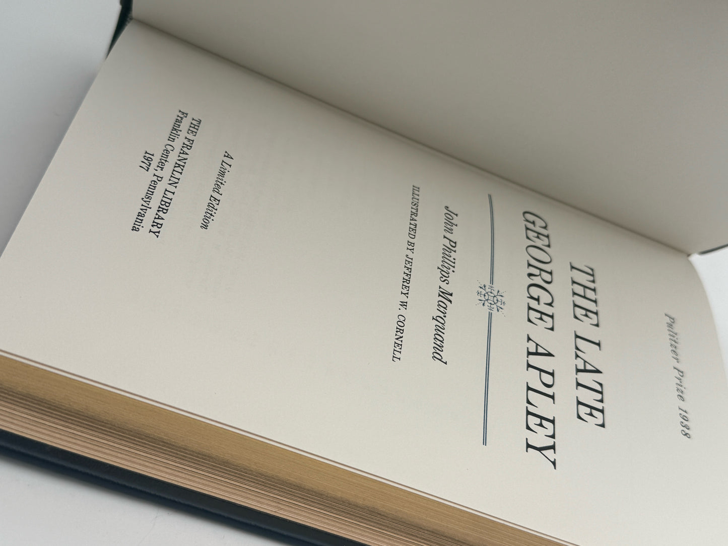 John Marquand "The Late George Apley" Hardcover Book- Franklin Edition