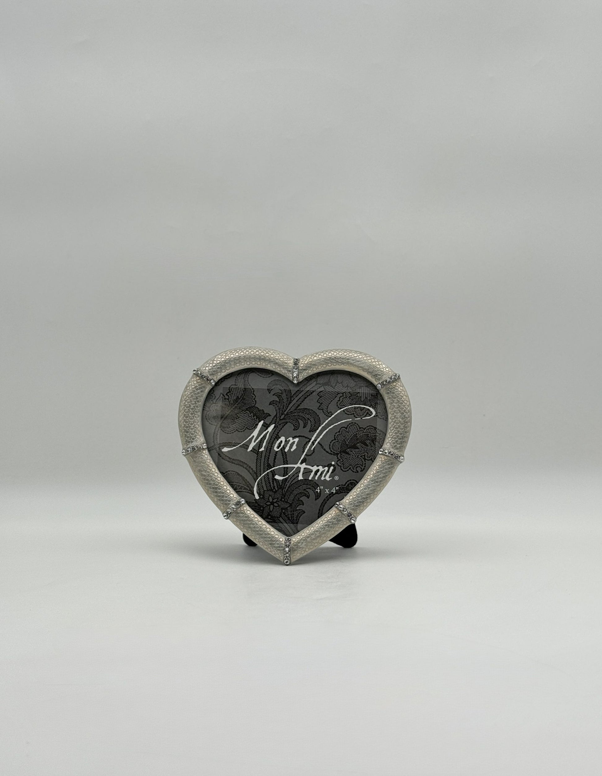 Mon Ami Silver Tone Heart-Shaped Picture Frame 4 x 4 Decorative
