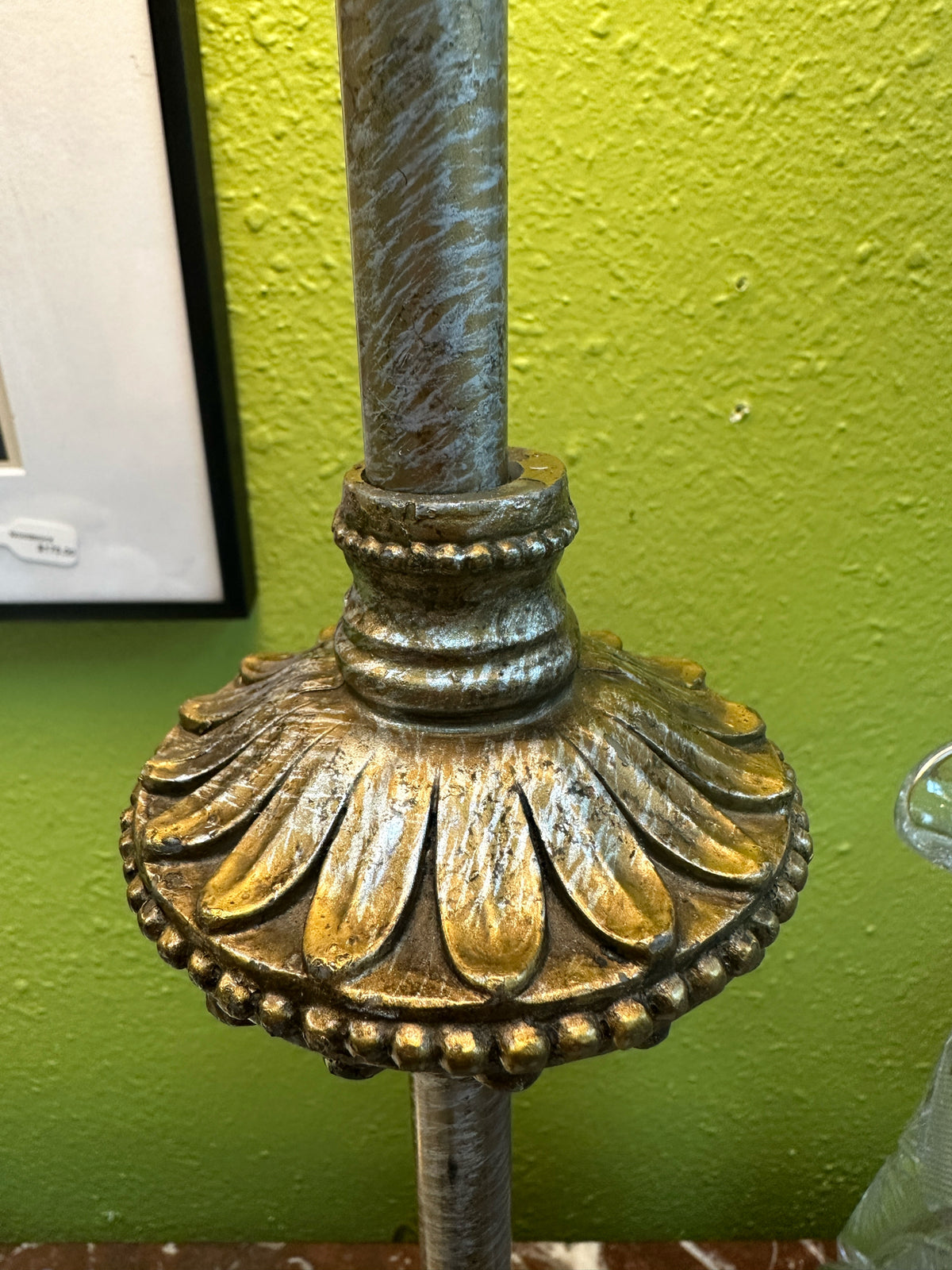 Pair of Candlestick style Buffet Lamps With Silk Shades