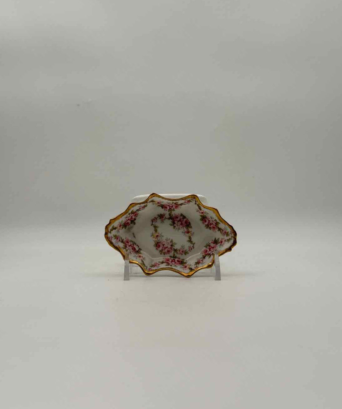 Vintage Limoges Rose Gilt Edge Butter Pat Dish Floral Porcelain Plate