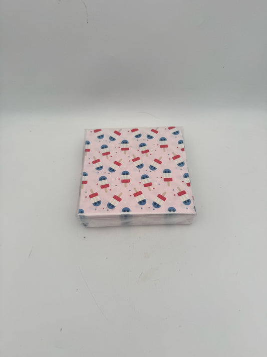 Red White And Blue Popcicle Napkins