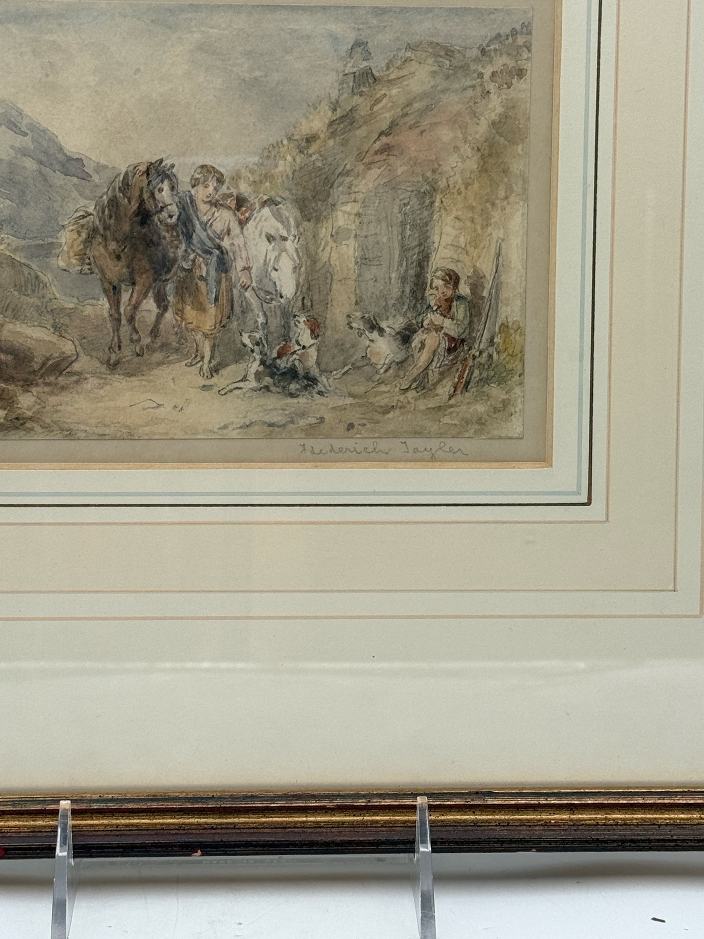 Framed Ink And Watercolor Landscape "A Welcome Break" By Frederick Taylor