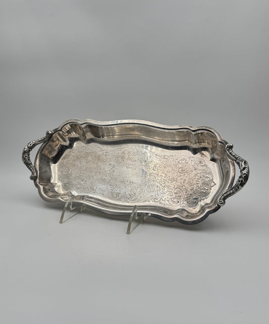 Silverplate Rectangular Footed Serving Dish with Handles