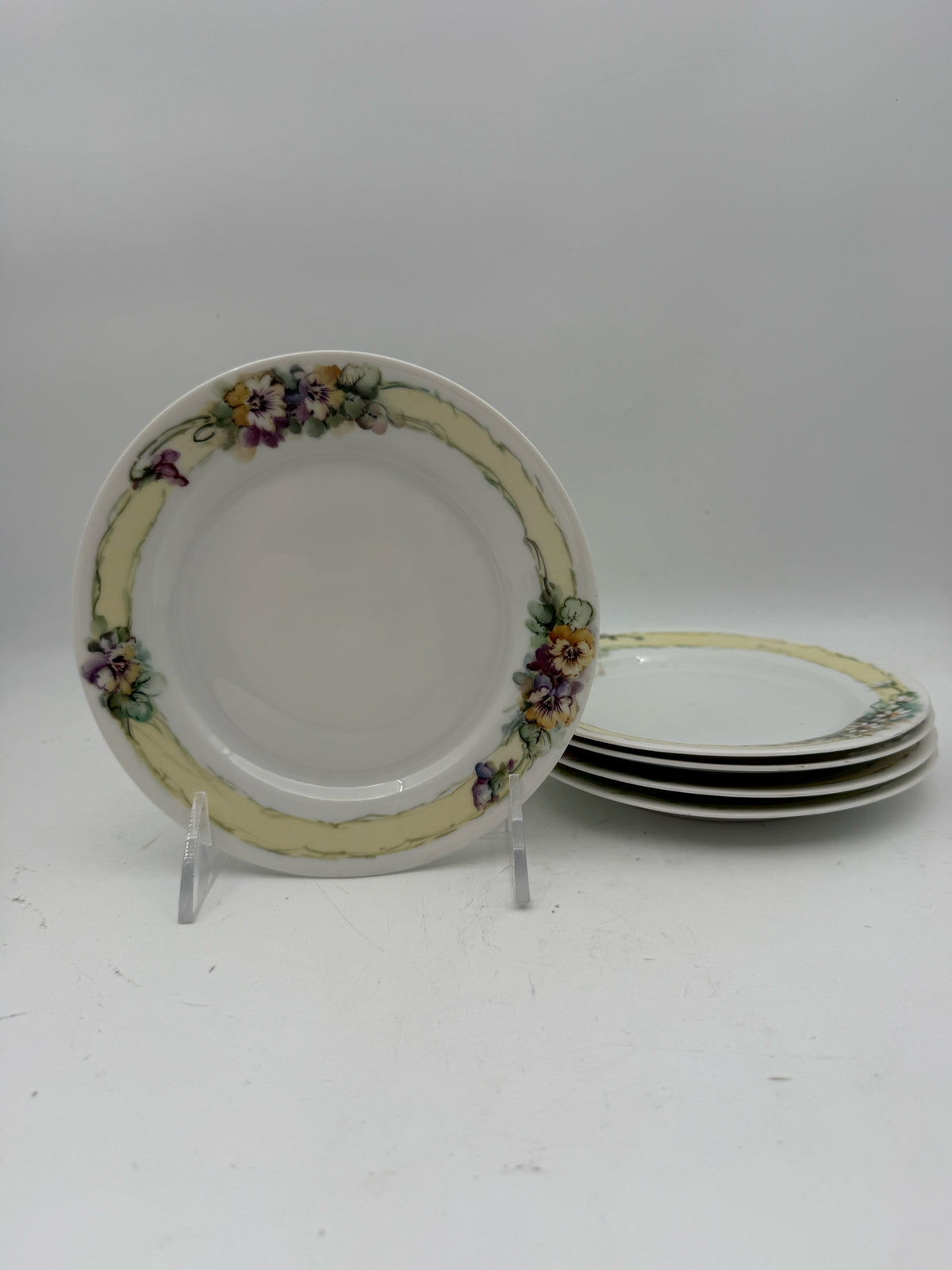 Set Of Five Handpainted Bavarian Dessert Plates