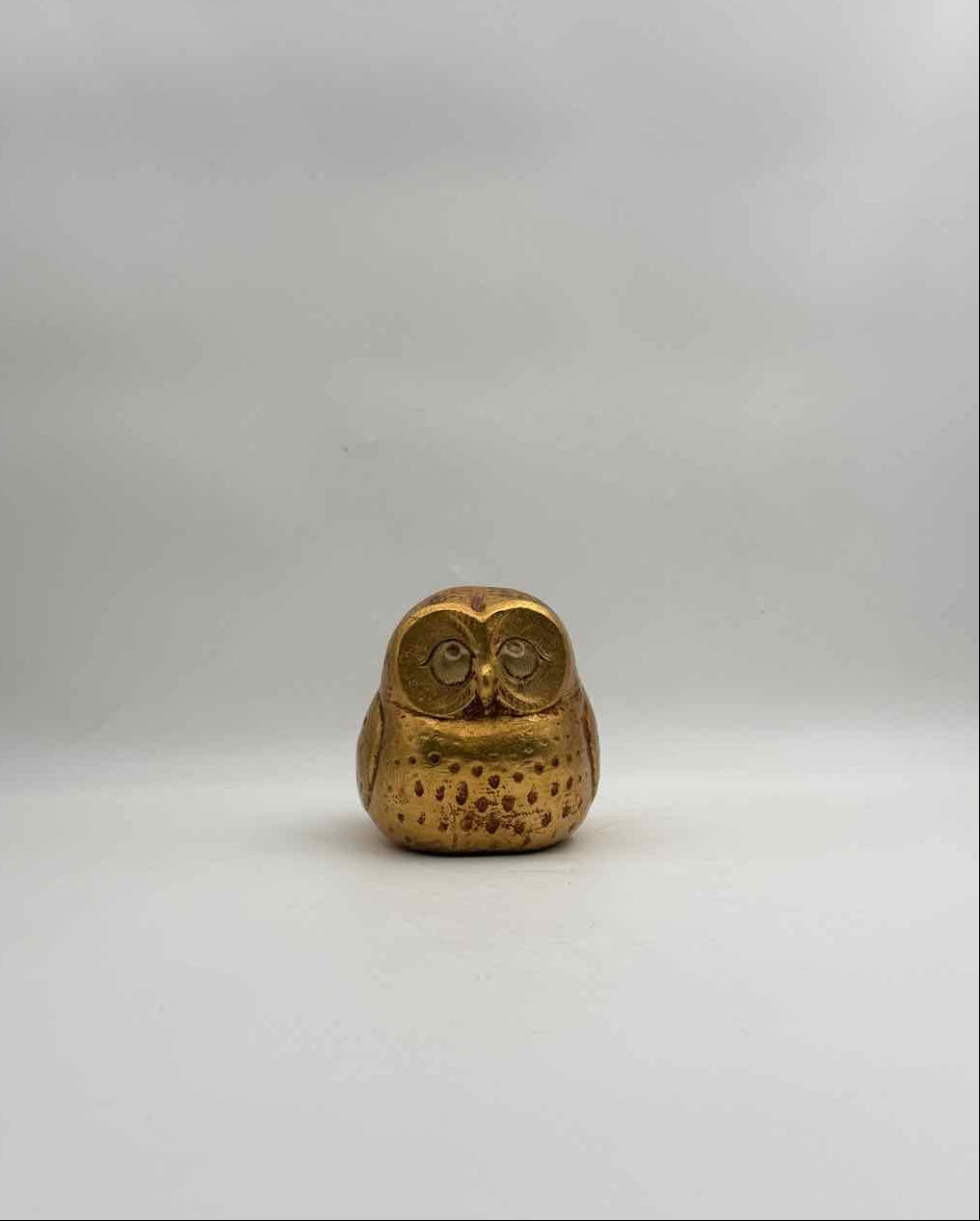 Vintage Mid Century Gold Leaf Owl Figurines Mama Baby Owl Set Decor