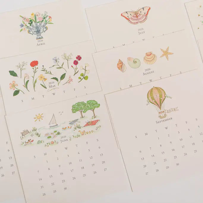 Karen Adams 2026 Classic Desk Calendar Refill – Hand-Finished with Foil & Glitter