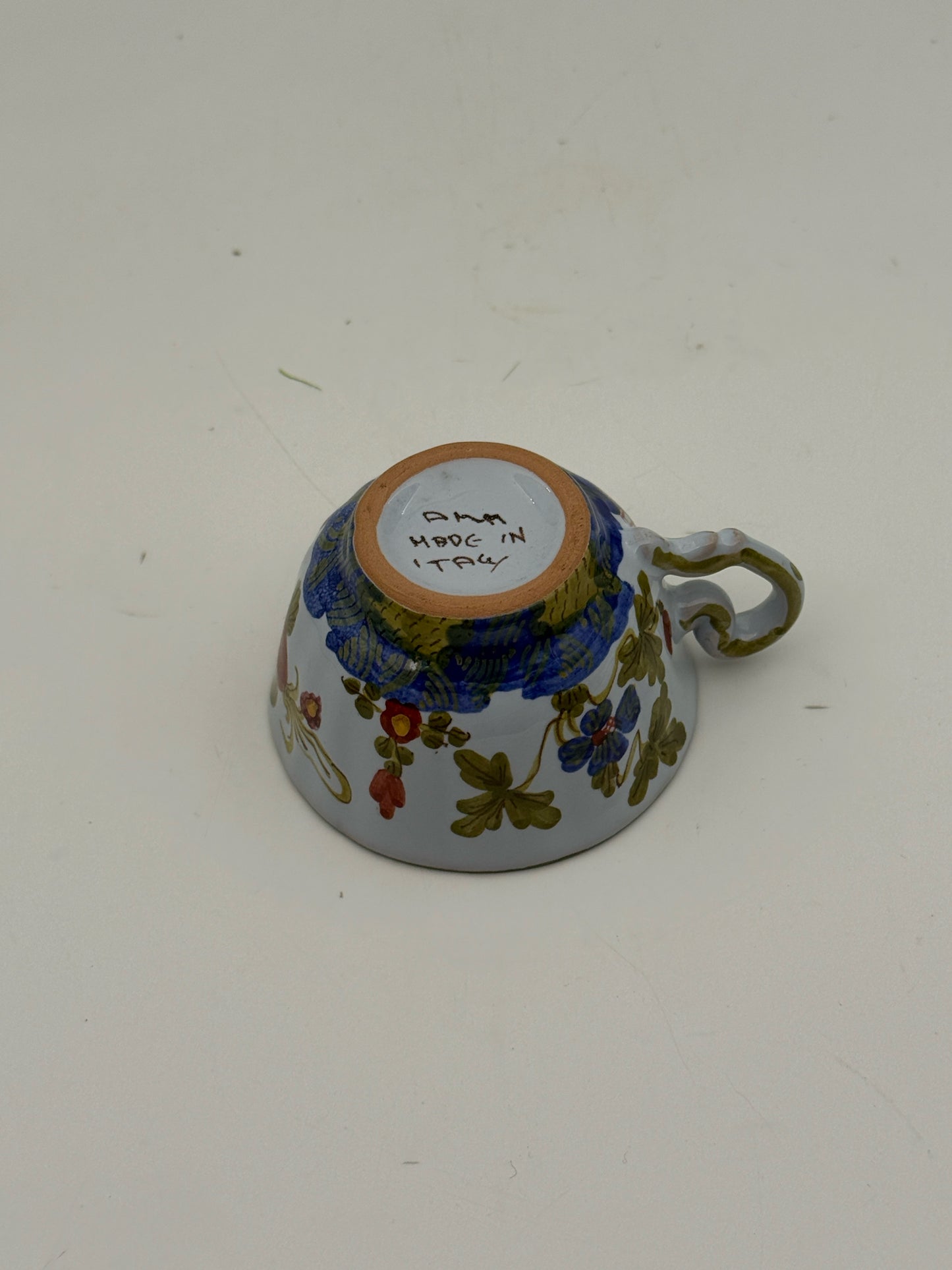 AMM Vintage Italian Carnation Demitasse Teacups And Saucers- Set Of 6