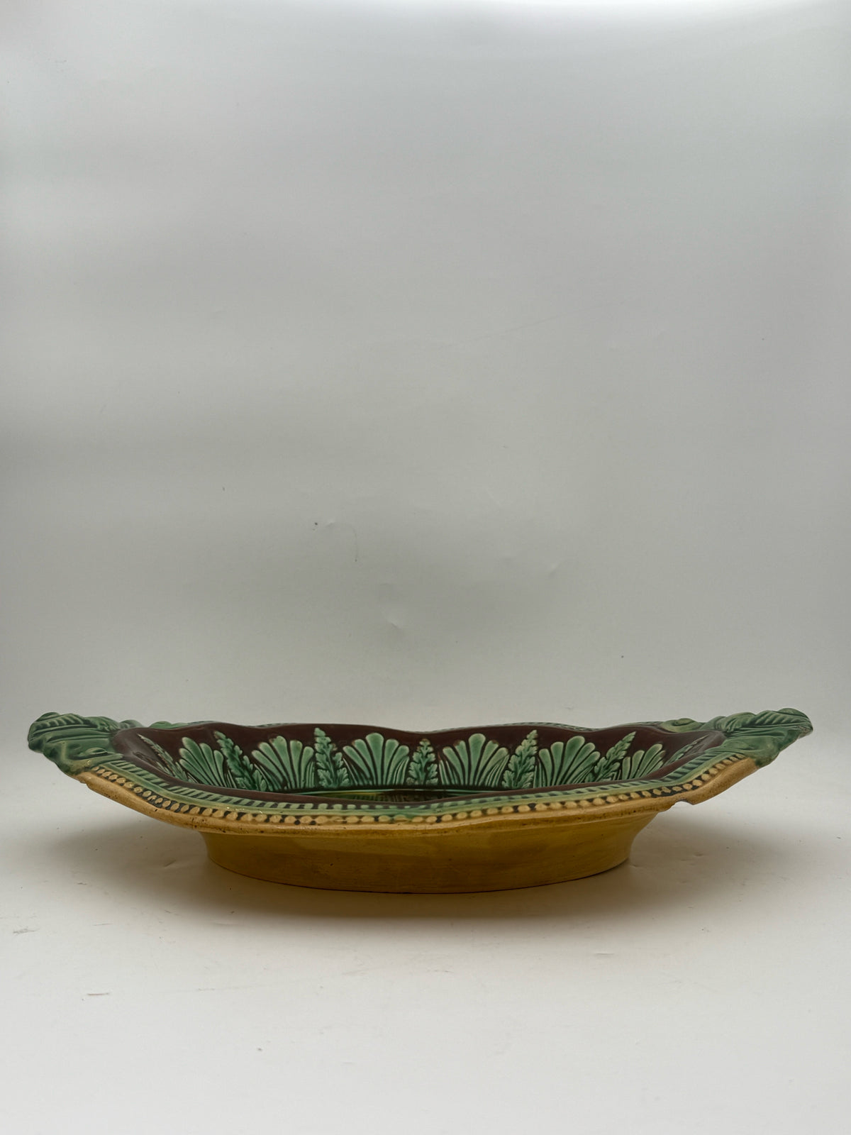 Antique Majolica Flat Serving Platter
