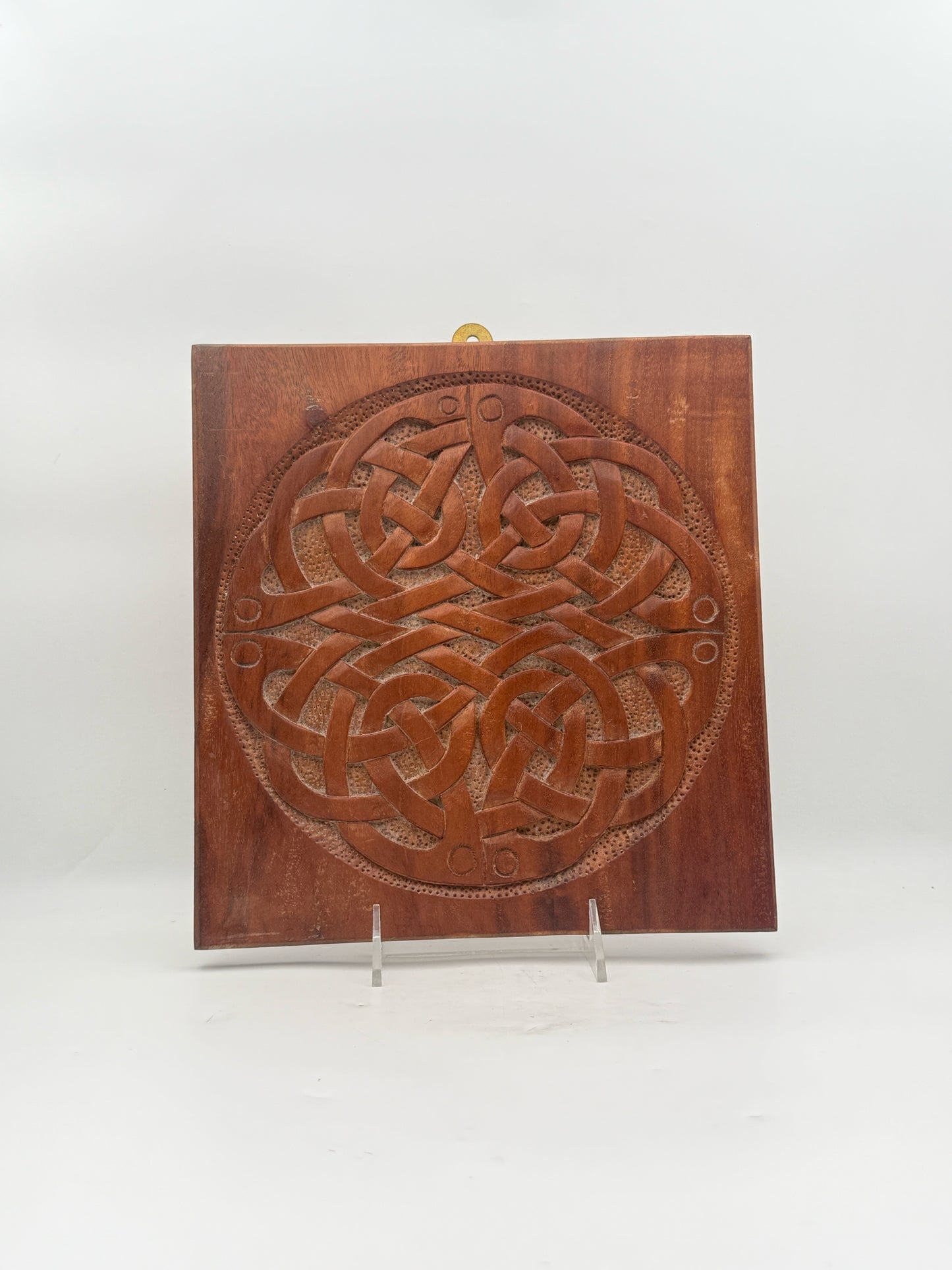Carved Mahogany Wood Celtic Knot Wall Plaque