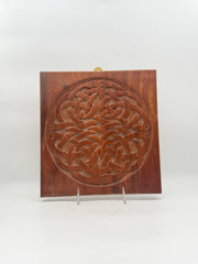 Carved Mahogany Wood Celtic Knot Wall Plaque