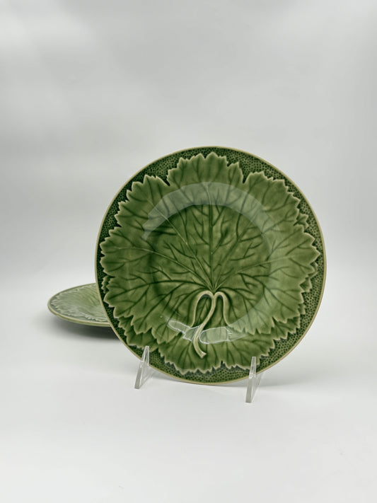 Set of 2 Bordallo Pinheiro Green Majolica Salad Plates – Portugal