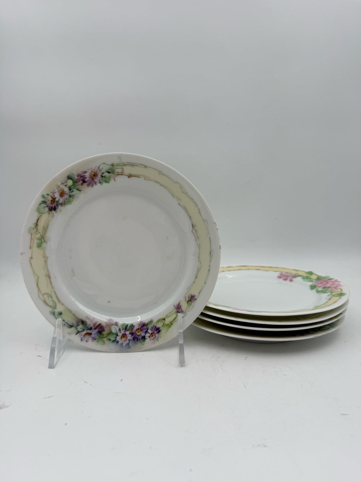 Set Of Five Handpainted Bavarian Dessert Plates