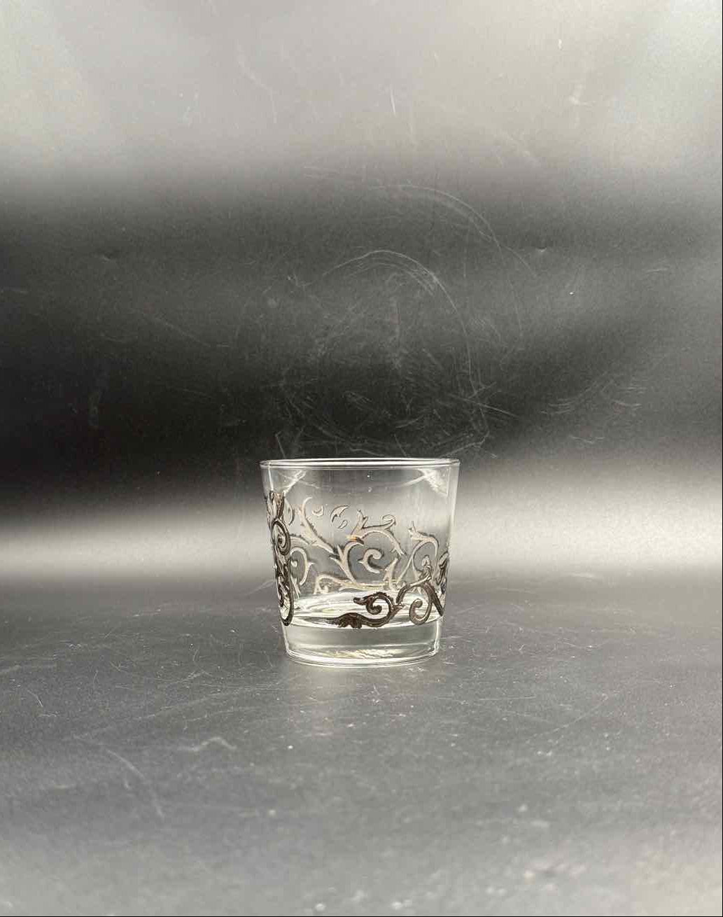 Vintage Libbey Lowball Glasses Scroll Overlay Set of 6 Barware