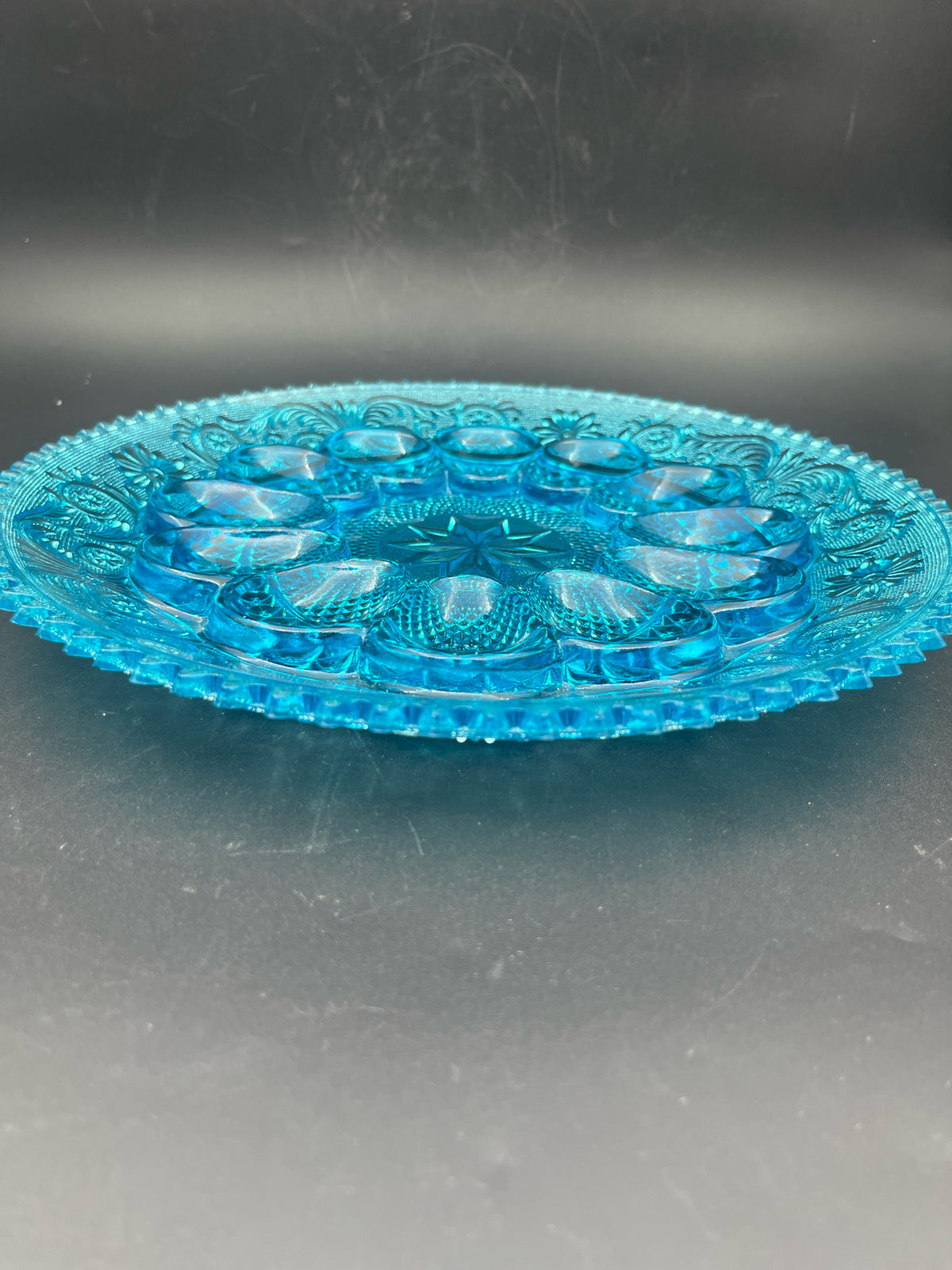 Deviled Egg Vintage Blue Plate