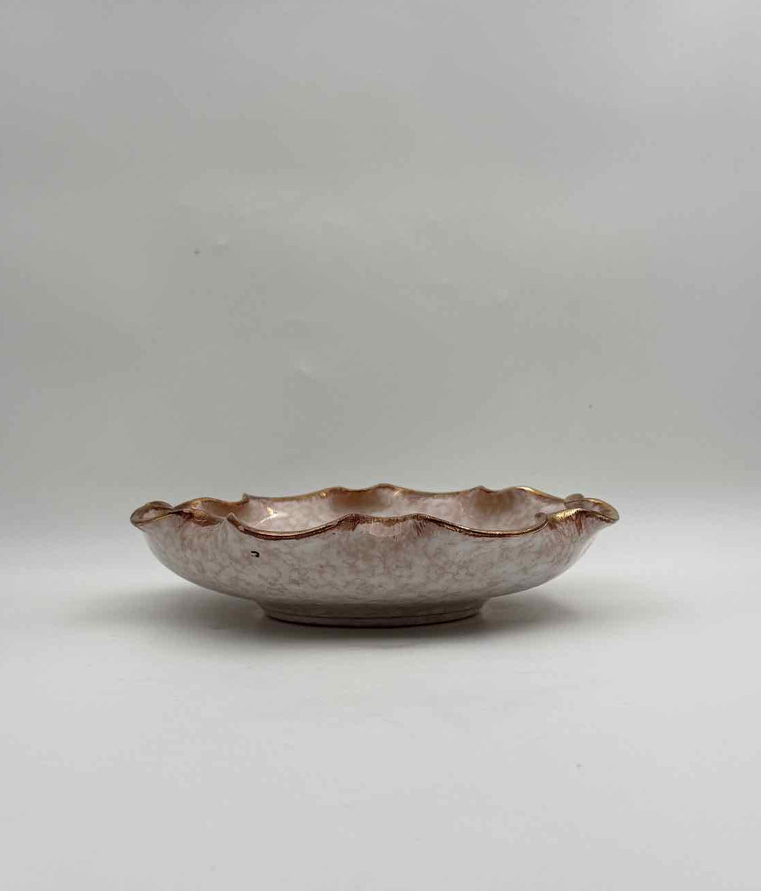 Vintage Italian Hand-Painted Yellow Flower Ceramic Bowl with Gold Rim