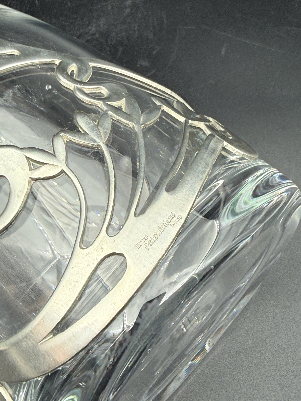 Les Potstainiers Hutois Glass And Pewter Decanter