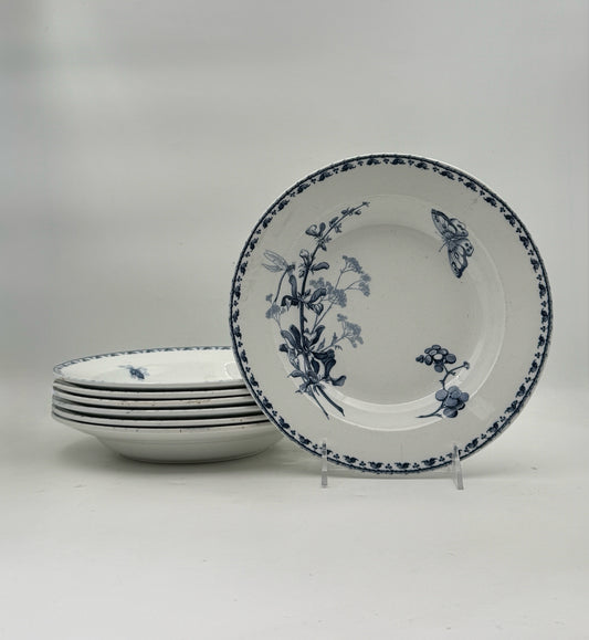 Sarreguemines Carmen Blue And White Bowls- Set Of 7