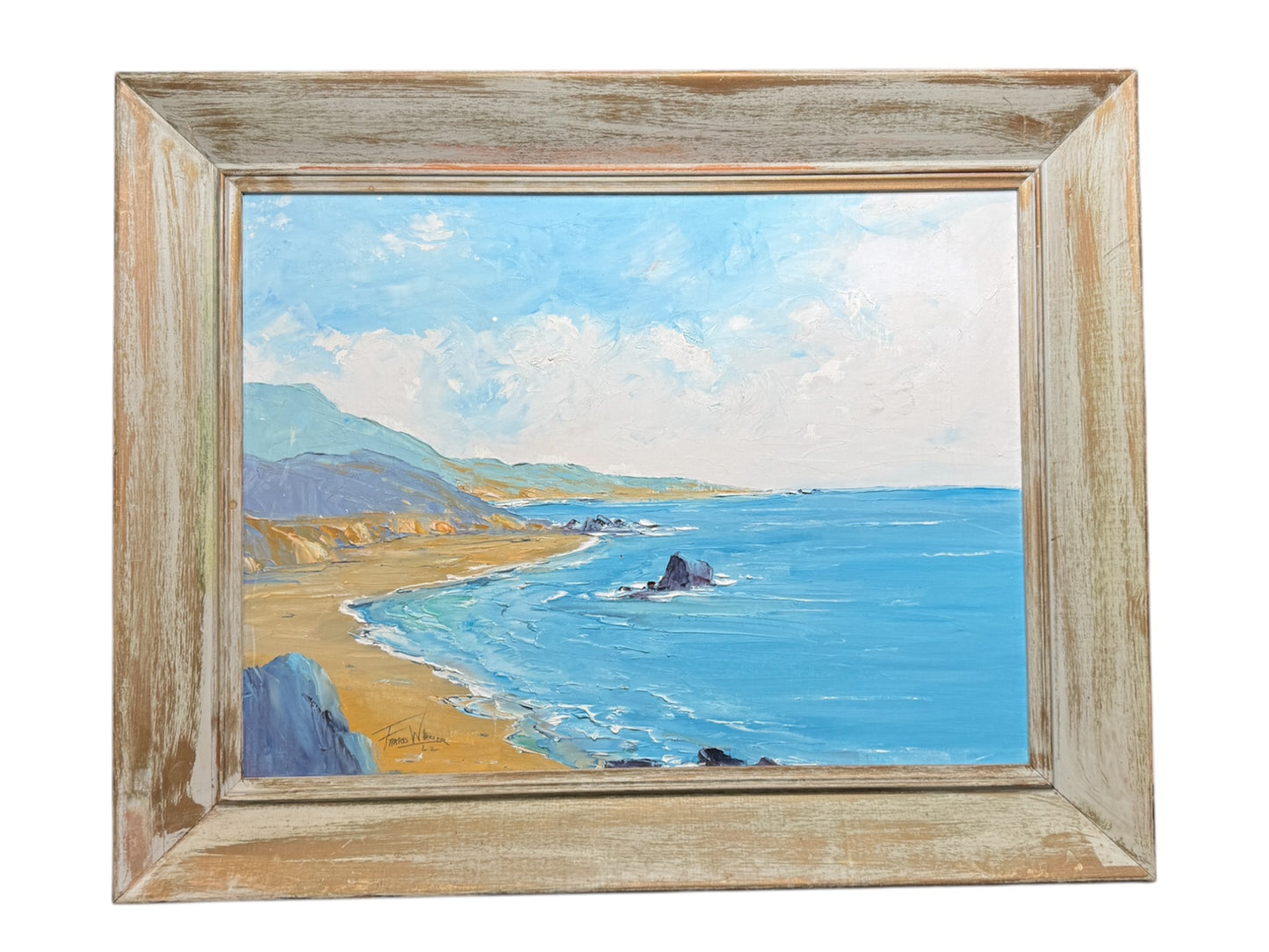 Original Oil on Board “Seacoast, Hwy 1 near Carmel, CA” by Farris Wheeler