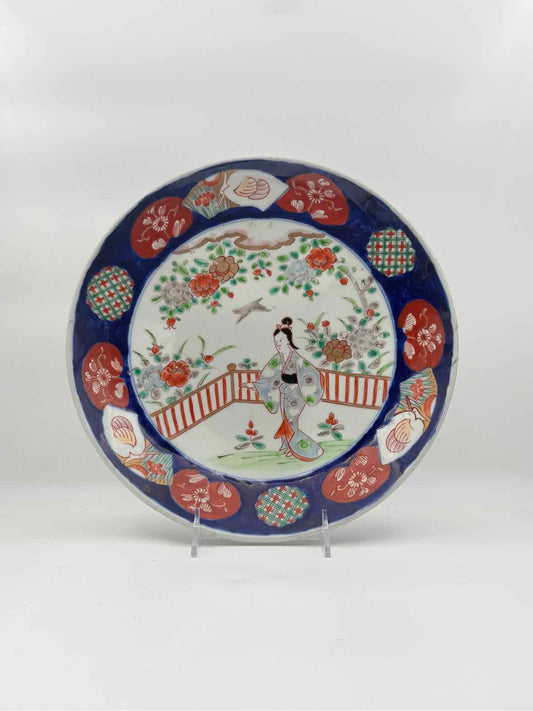 Large Japanese Imari Platter With Female Figure
