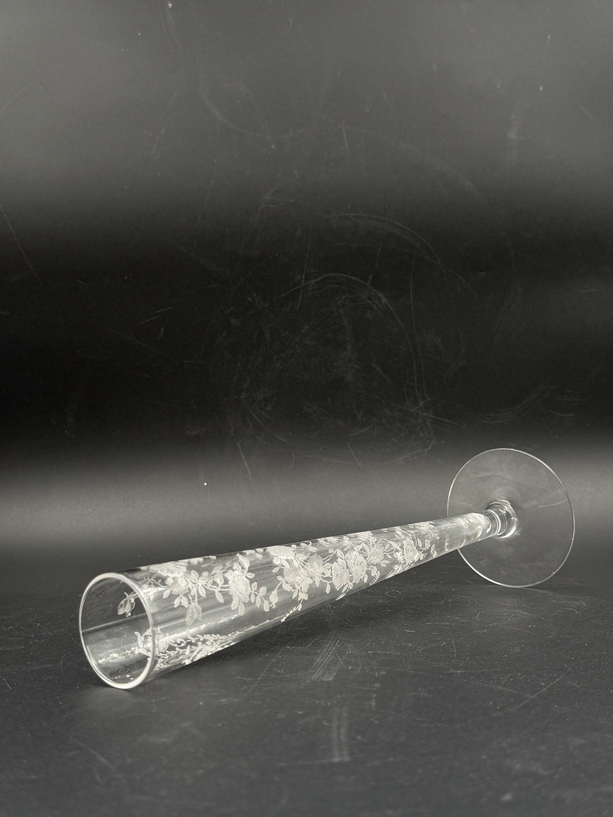 Etched Glass Bud Vase