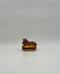 Limoges France Tiger Mother & Cub Porcelain Trinket Box