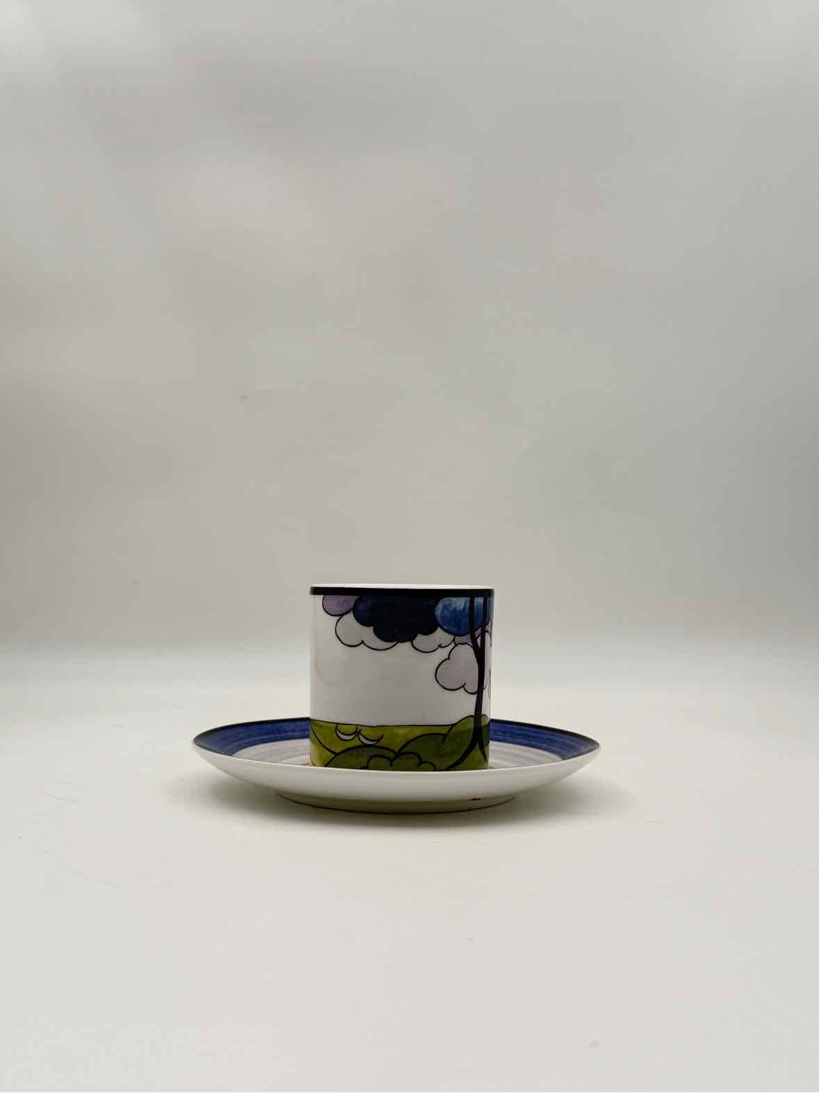 Wedgwood Blue Firs Teacup Saucer Cafe Chic England Porcelain Set 