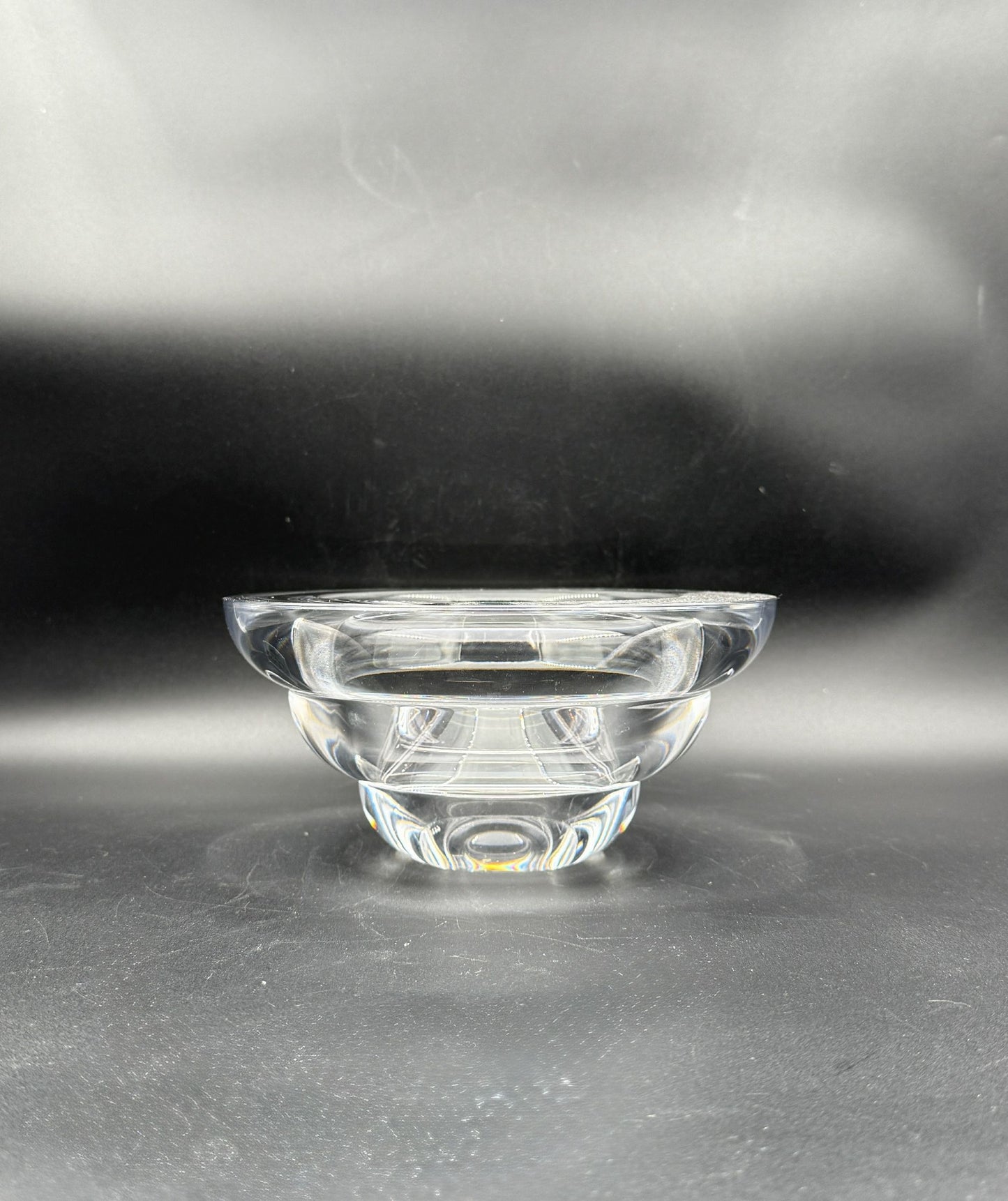 Kosta Boda “Contrast” Thick Crystal Bowl by Anna Ehrner – Signed Round