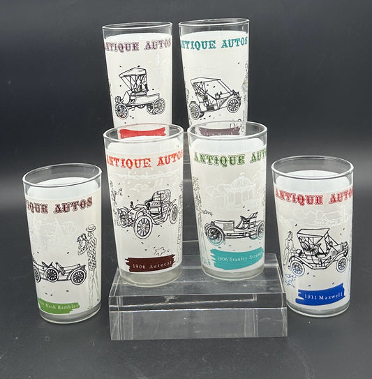 Anchor Hocking "Antique Auto" Tumblers- Set Of 6