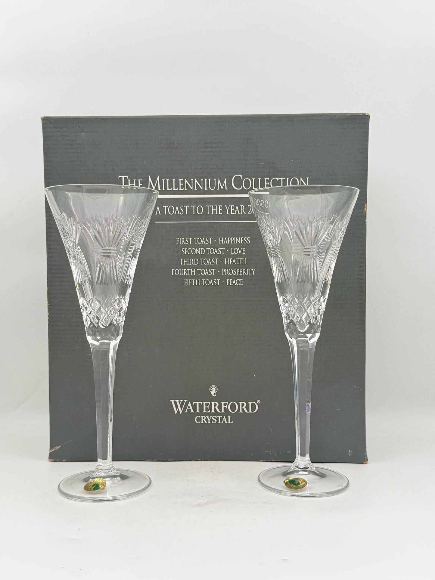 Waterford Crystal Set Of Two Millenium Toasting Flutes With Box