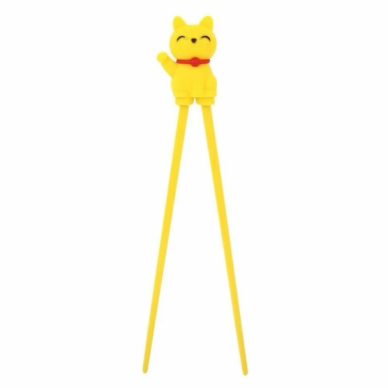 Yellow Lucky Cat Training Chopsticks