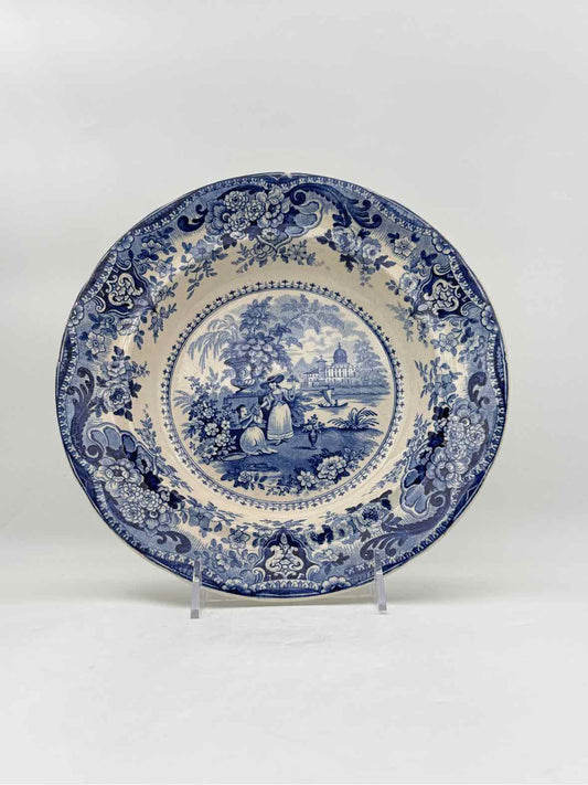 Antique 1840 "Italian Buildings" Rimmed Bowl By Hall