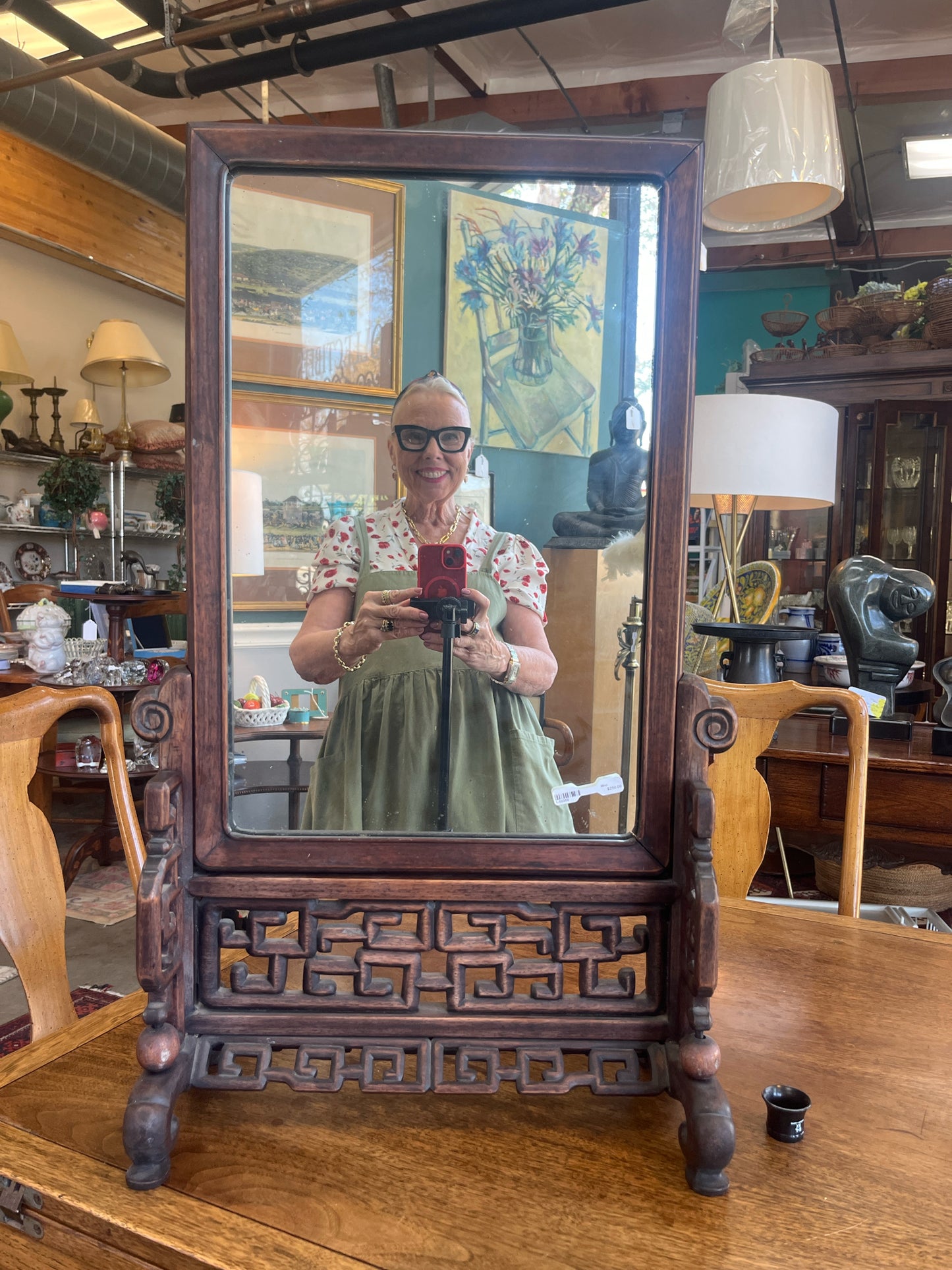 Chinese Hardwood Dressing Table Mirror
