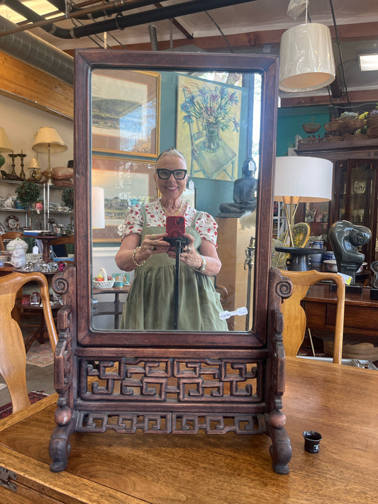 Chinese Hardwood Dressing Table Mirror