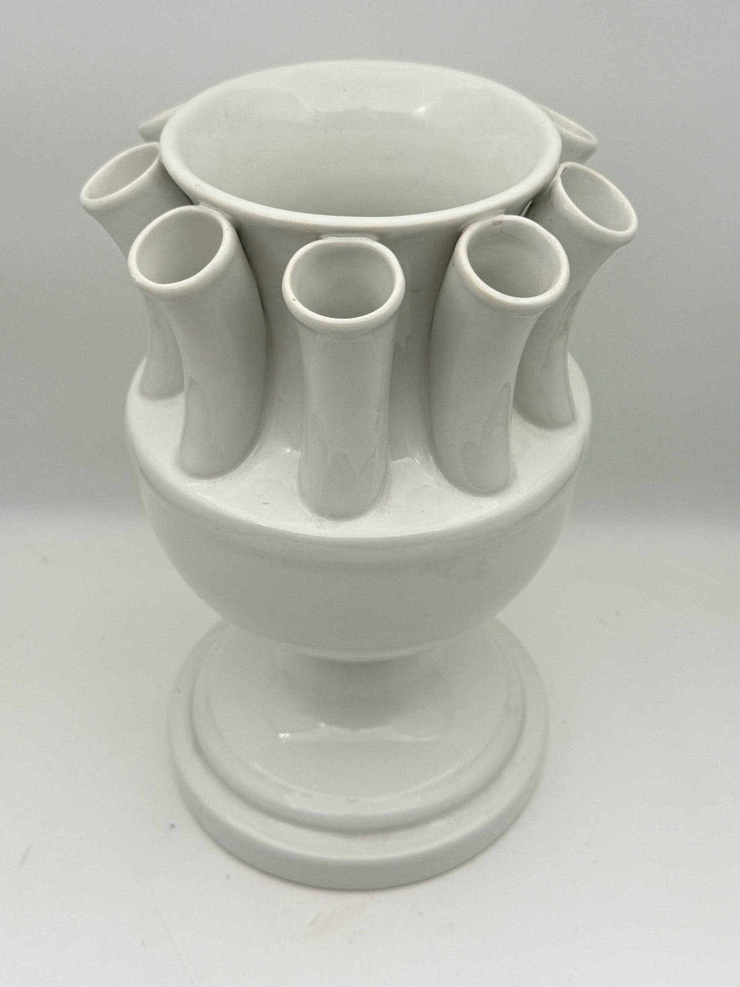 White Tulipiere Italian Vase