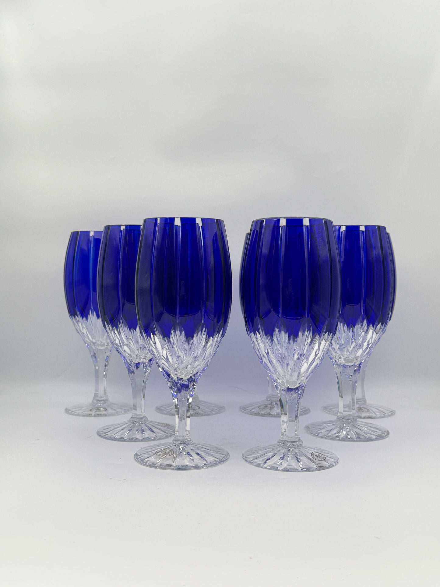 Ajka Castille Blue Crystal Goblets- Set Of 8
