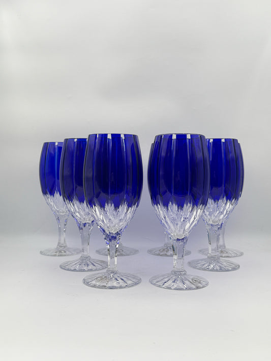 Ajka Castille Blue Crystal Goblets- Set Of 8