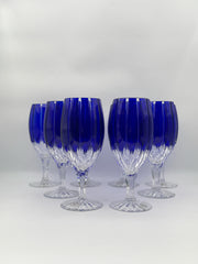Ajka Castille Blue Crystal Goblets- Set Of 8